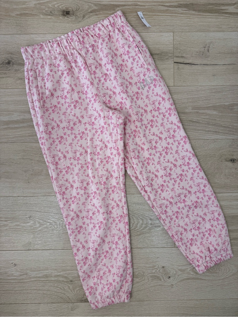 NEW Gap X LoveShackFancy Pink Floral Logo Sweatpant Joggers